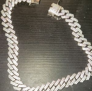 16 inch pink and silver cuban link chain